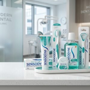 Sensodyne Daily Oral Care Set – Toothpaste, Toothbrush, Mouthwash & Floss